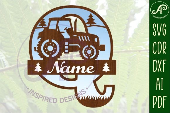 Download Tractor Monogram SVG Letter Q Cut File - Tractor monogram Collection