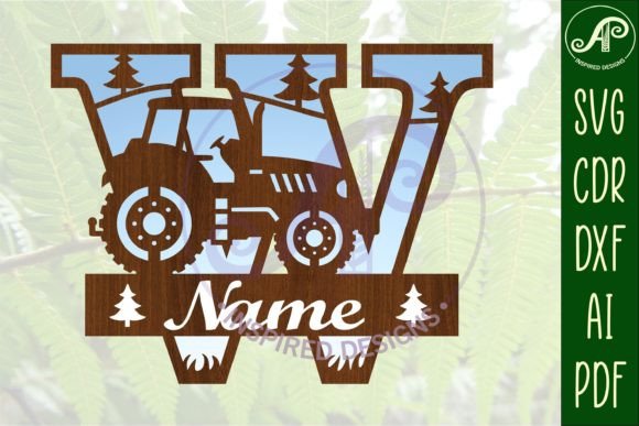Download Tractor Monogram SVG Letter W Cut File - Tractor monogram Collection