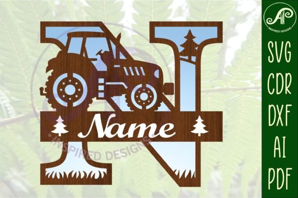 Download Tractor Monogram SVG Letter N Cut File - Tractor monogram Collection