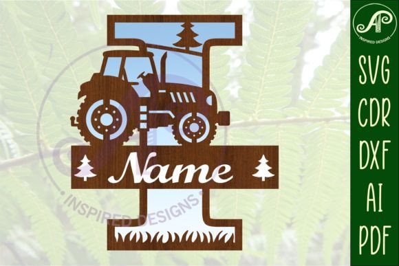 Download Tractor Monogram SVG Letter I Cut File - Tractor monogram Collection