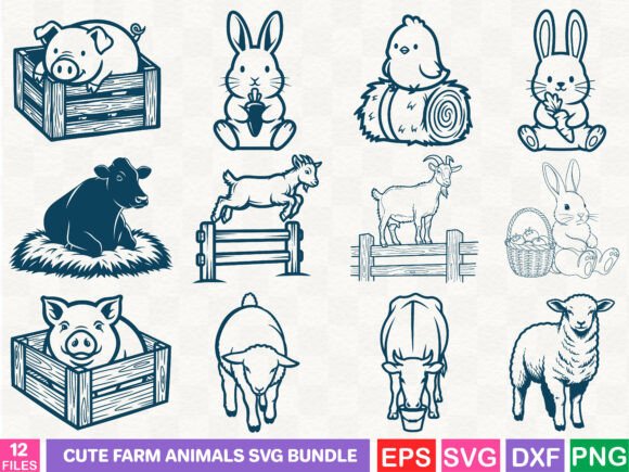 Download Cute Farm Animals SVG Bundle - Cute farm animals svg Collection