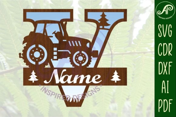 Download Tractor Monogram SVG Letter V Cut File - Tractor monogram Collection