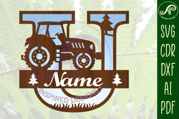 Download Tractor Monogram SVG Letter U Cut File - Tractor monogram Collection