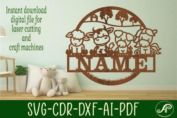 Download Cute Farm Animals Name Sign Svg Laser - Premium Resources