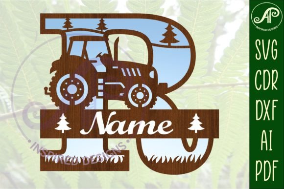 Download Tractor Monogram SVG Letter R Cut File - Tractor monogram Collection