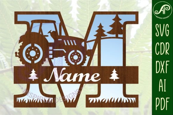 Download Tractor Monogram SVG Letter M Cut File - Tractor monogram Collection
