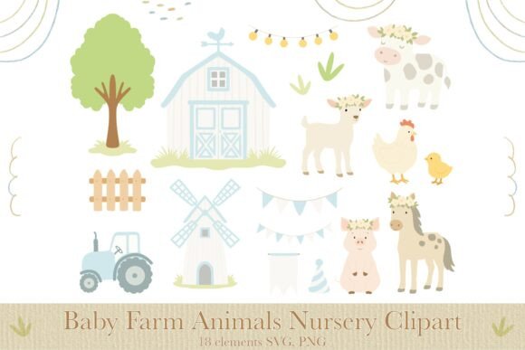Download Cute Farm Animals Nursery Clipart SVG - Premium Resources