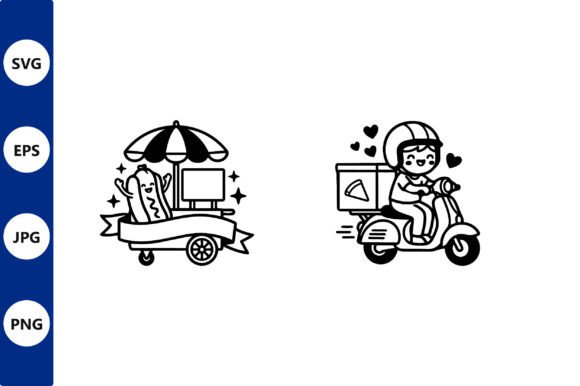 Download Cute Pizza Delivery Boy and Hotdog Food - Premium Resources